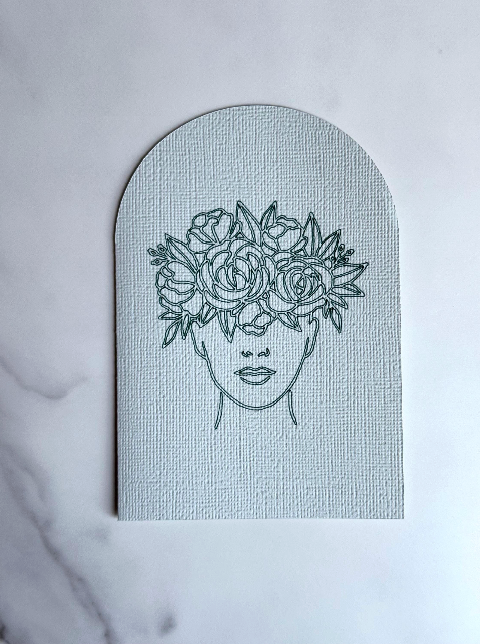 Arched Floral Crown Card | Minimalist Arched Design