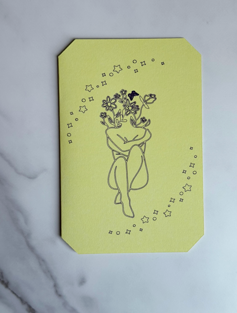 Minimalist Floral Empowerment Card | Elegant Line Art Design
