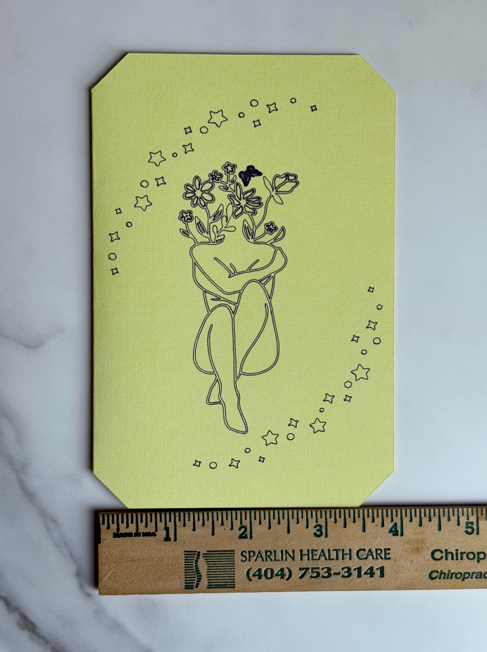 Minimalist Floral Empowerment Card | Elegant Line Art Design