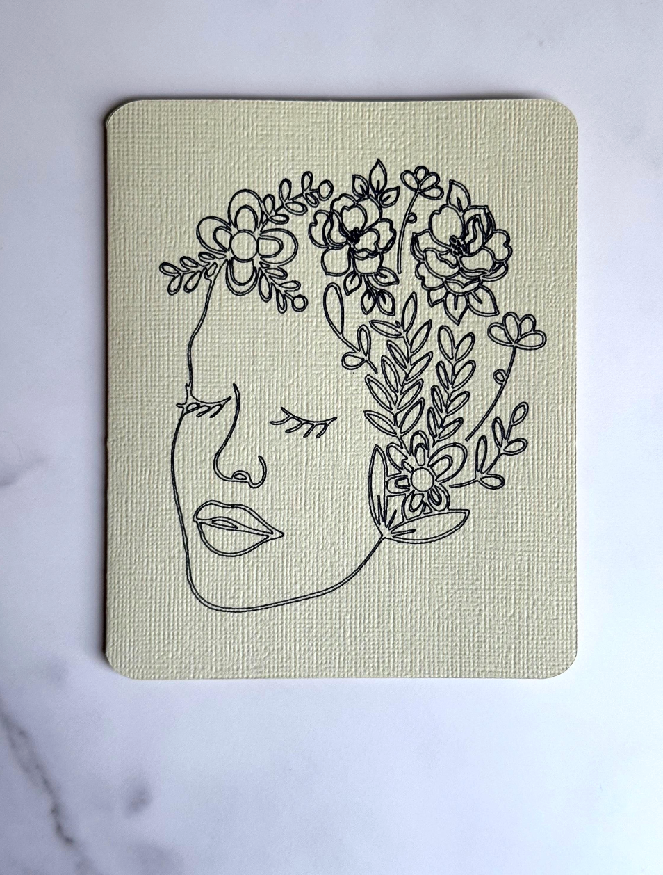 Floral Crown Silhouette Card – Minimalist Line Art Design