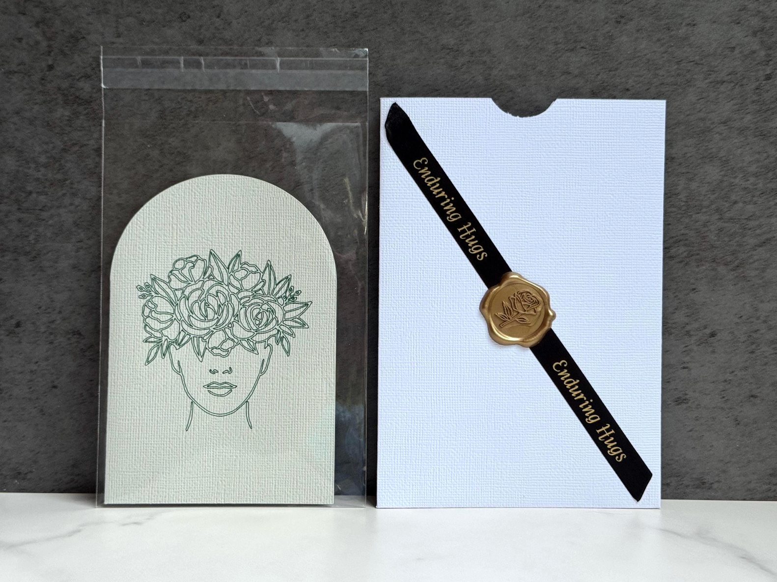 Arched Floral Crown Card | Minimalist Arched Design