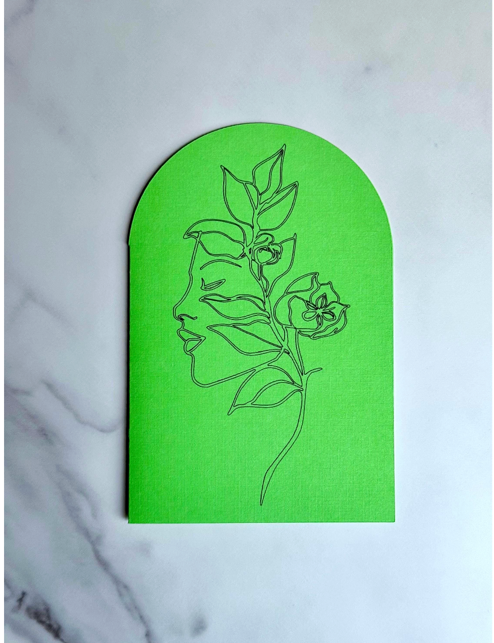 Bold Green Floral Arched Card | Modern Arched Design