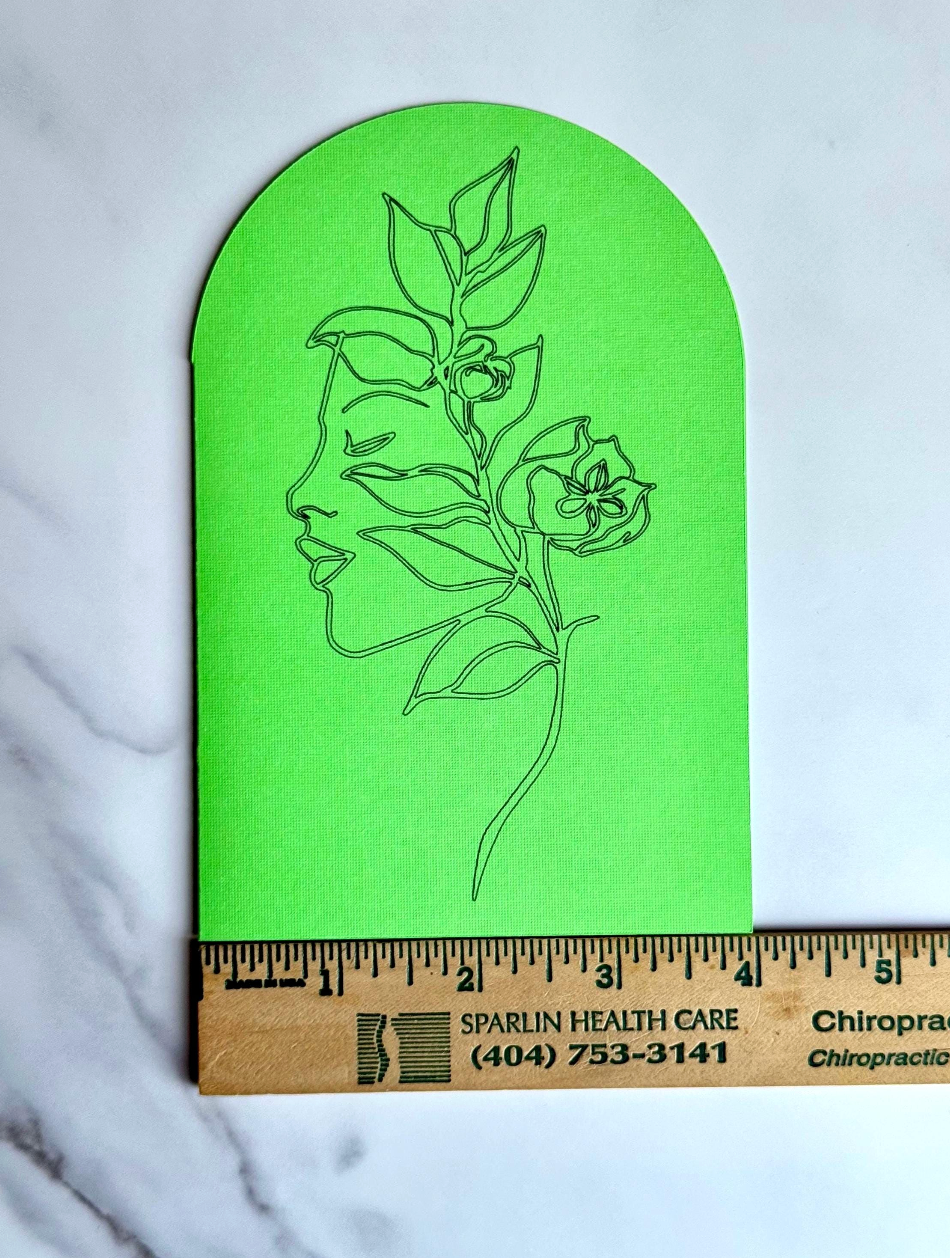 Bold Green Floral Arched Card | Modern Arched Design