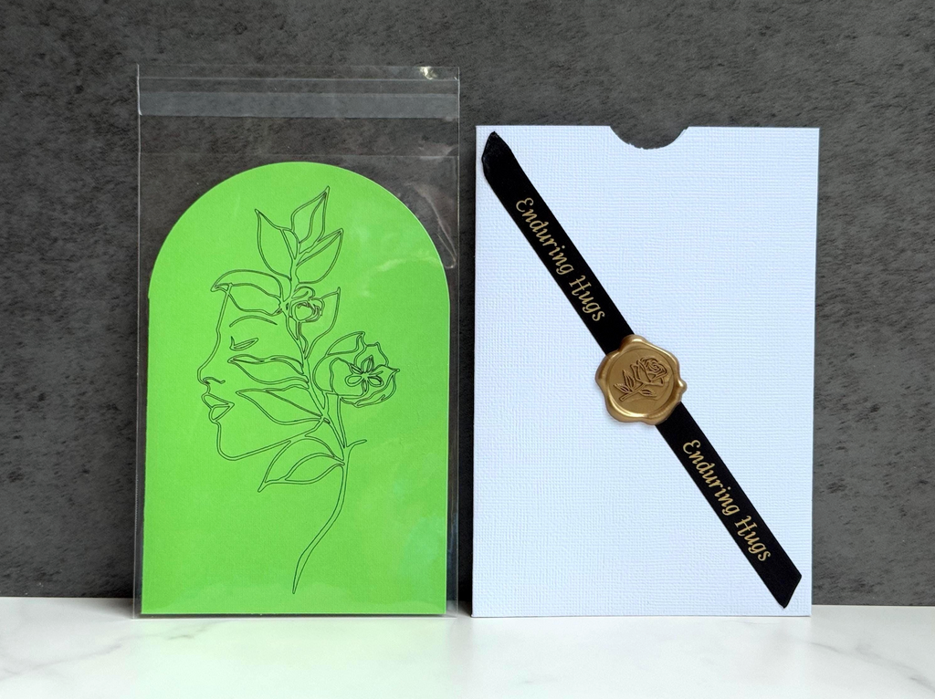Bold Green Floral Arched Card | Modern Arched Design