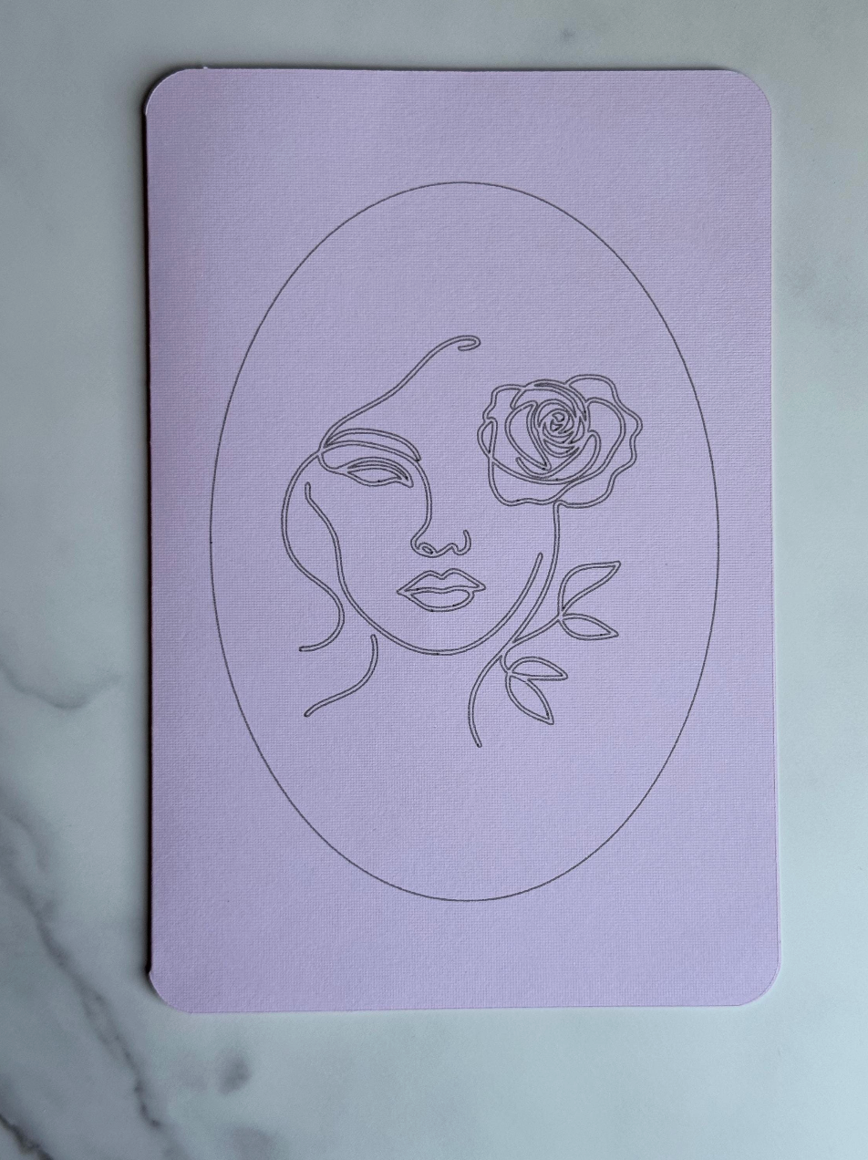 Rose Bloom Serenity Card – Elegant Lavender Design